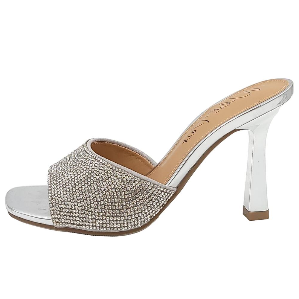 Wild Pair Women Luuna 2 Tall Heel Slide Sandals US 6M Crystal Silver - Picture 2 of 6